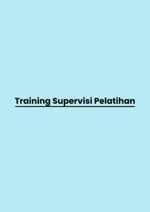 pelatihan Supervisi Pelatihan di bali